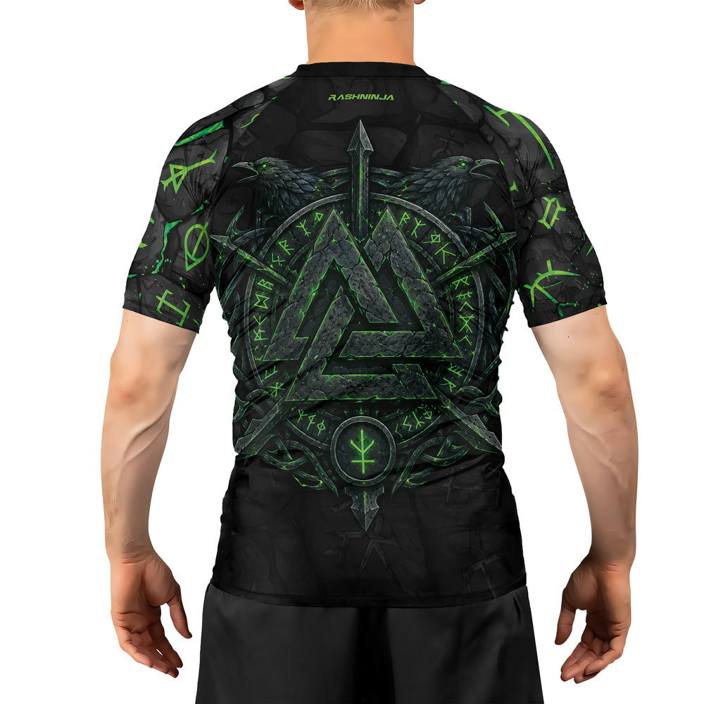 Rashninja Viking Raven Vegvisir Men's Short Sleeve Rash Guard