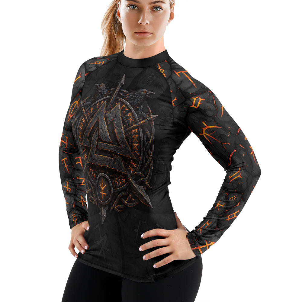 Rashninja Viking Raven Vegvisir Women's Long Sleeve Rash Guard