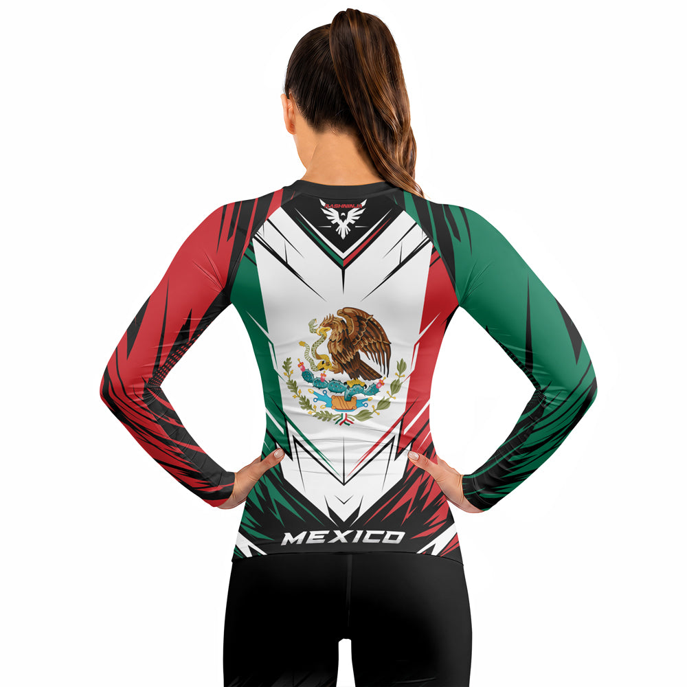 Rashninja Patriot Mexico Flag Women's Long Sleeve Rash Guard