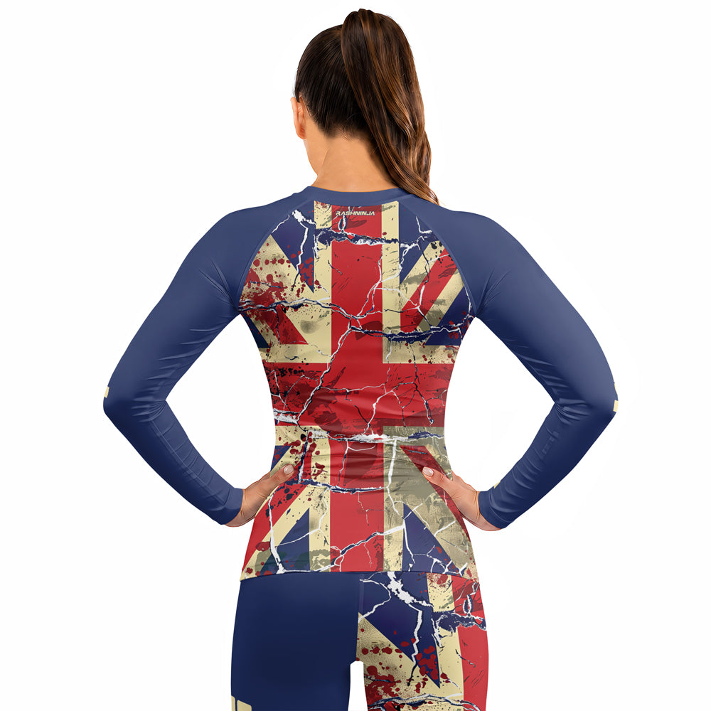 Rashninja Patriot United Kingdom Flag Women's Long Sleeve Rash Guard