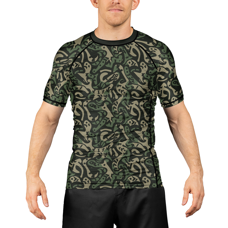 Rashninja Military Abstract Camouflage Men's Short Sleeve Rash Guard