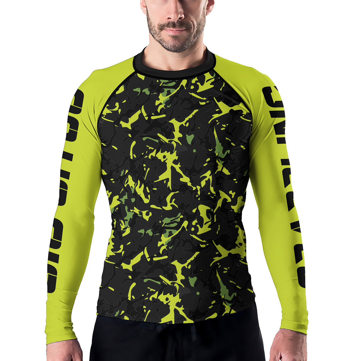 Rashninja Neon Green Camouflage Men's Long Sleeve Rash Guard