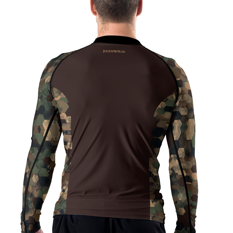 Rashninja Military Hexagon Camouflage Men's Long Sleeve Rash Guard