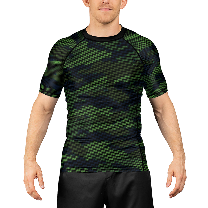 Rashninja Military Woodland Camouflage Men's Short Sleeve Rash Guard