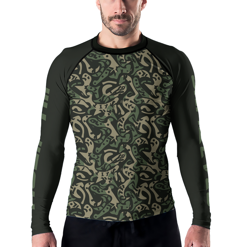 Rashninja Military Abstract Camouflage Men's Long Sleeve Rash Guard