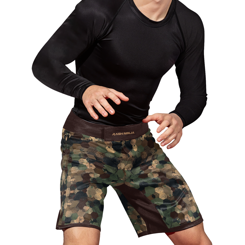 Rashninja Military Hexagon Camouflage Men's Fight Shorts