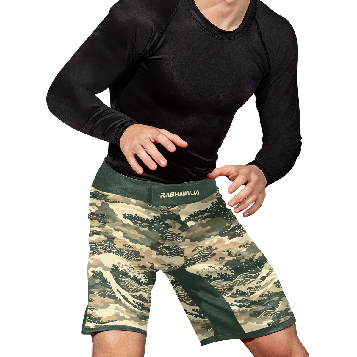 Rashninja Ocean Waves Camouflage Men's Fight Shorts