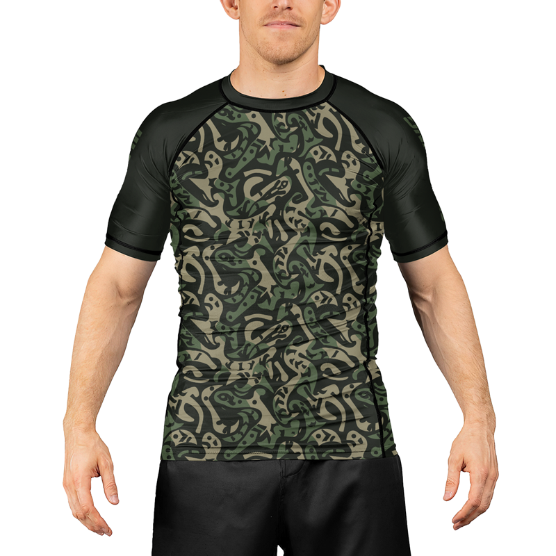 Rashninja Military Abstract Camouflage Men's Short Sleeve Rash Guard