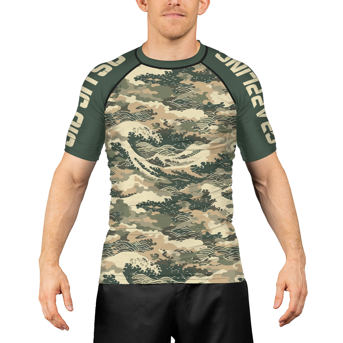 Rashninja Ocean Waves Camouflage Men's Short Sleeve Rash Guard