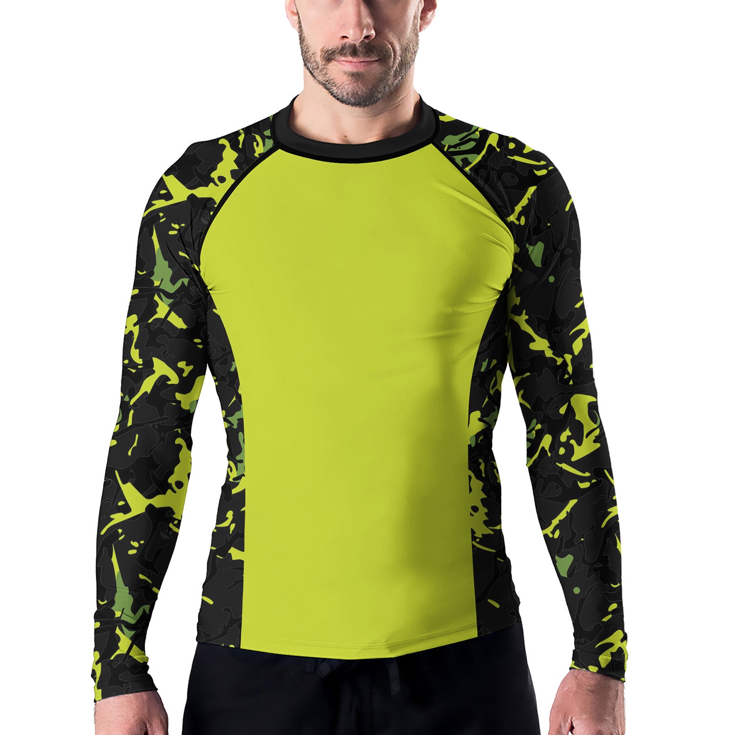 Rashninja Neon Green Camouflage Men's Long Sleeve Rash Guard