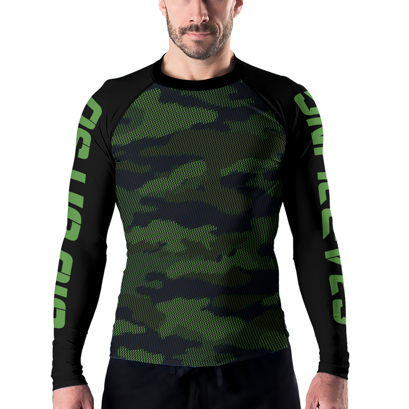 Rashninja Military Woodland Camouflage Men's Long Sleeve Rash Guard