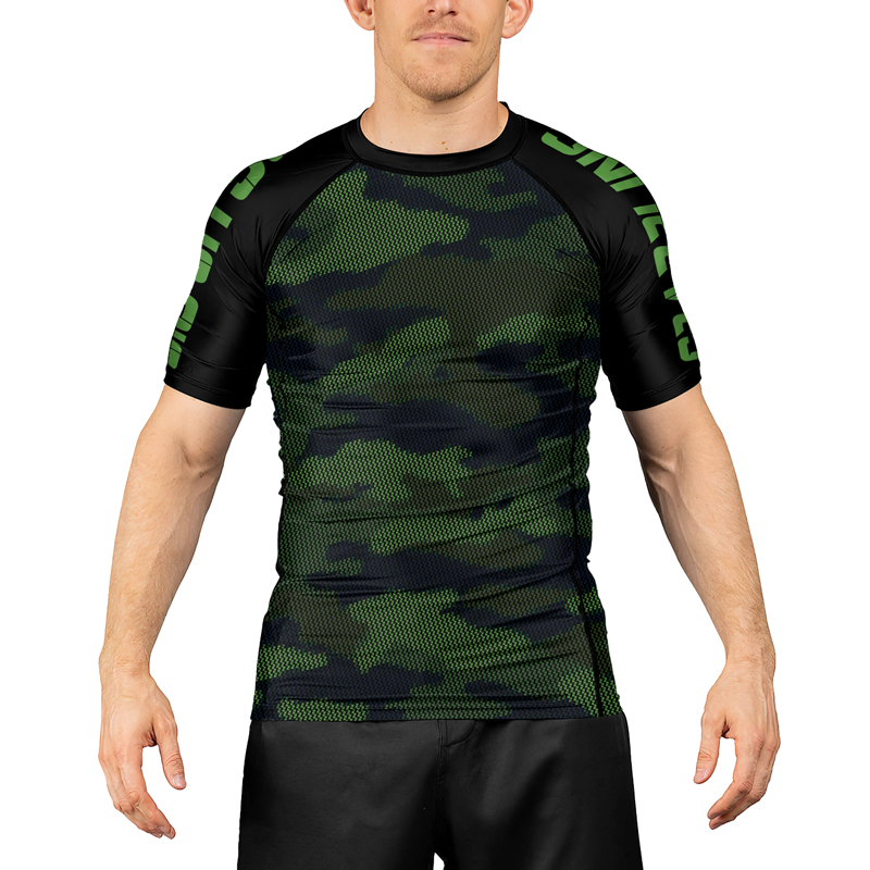 Rashninja Military Woodland Camouflage Men's Short Sleeve Rash Guard