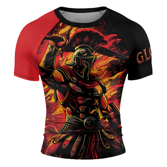 Rashninja Spartan Glory Flame Men's Short Sleeve Rash Guard