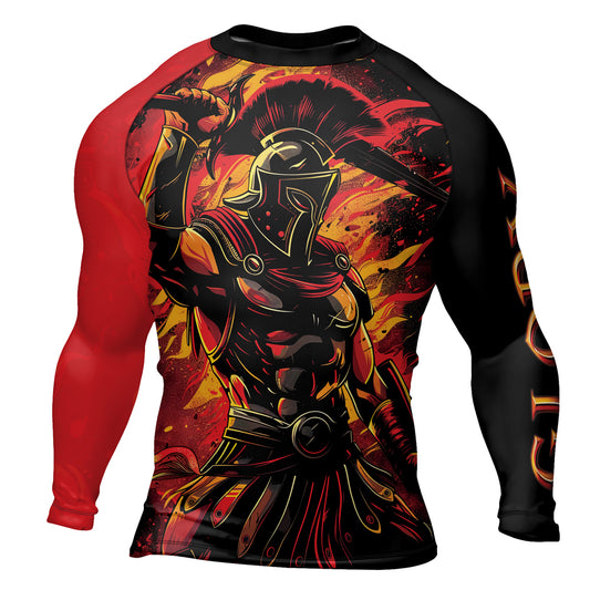 Rashninja Spartan Glory Flame Men's Long Sleeve Rash Guard
