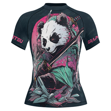 Rashninja Panda Samurai Crest Women's Short Sleeve Rash Guard