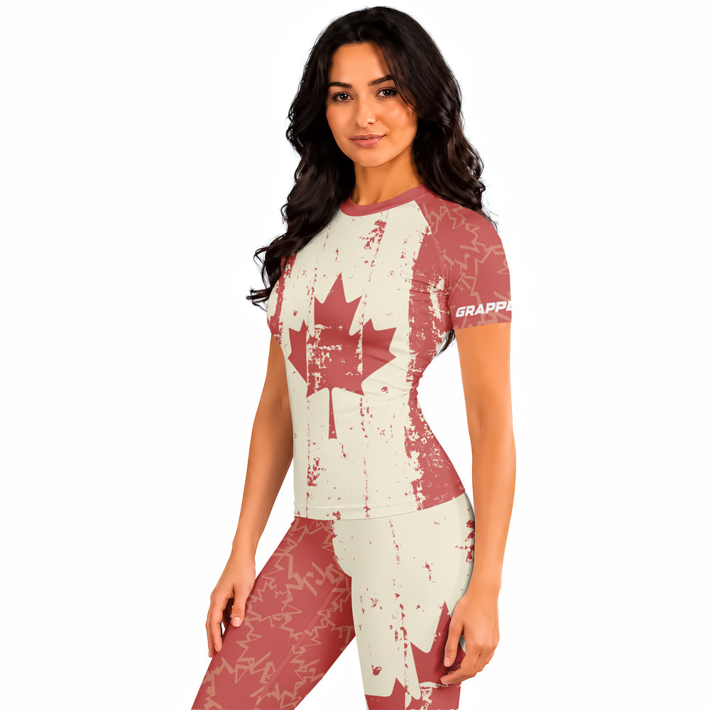 Rashninja Patriot Canada Flag Women's Short Sleeve Rash Guard