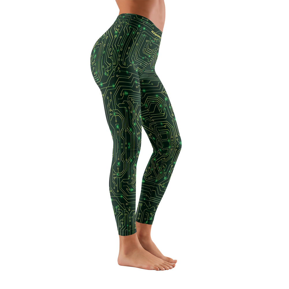 Rashninja Green Cyber Circuit Women's Leggings