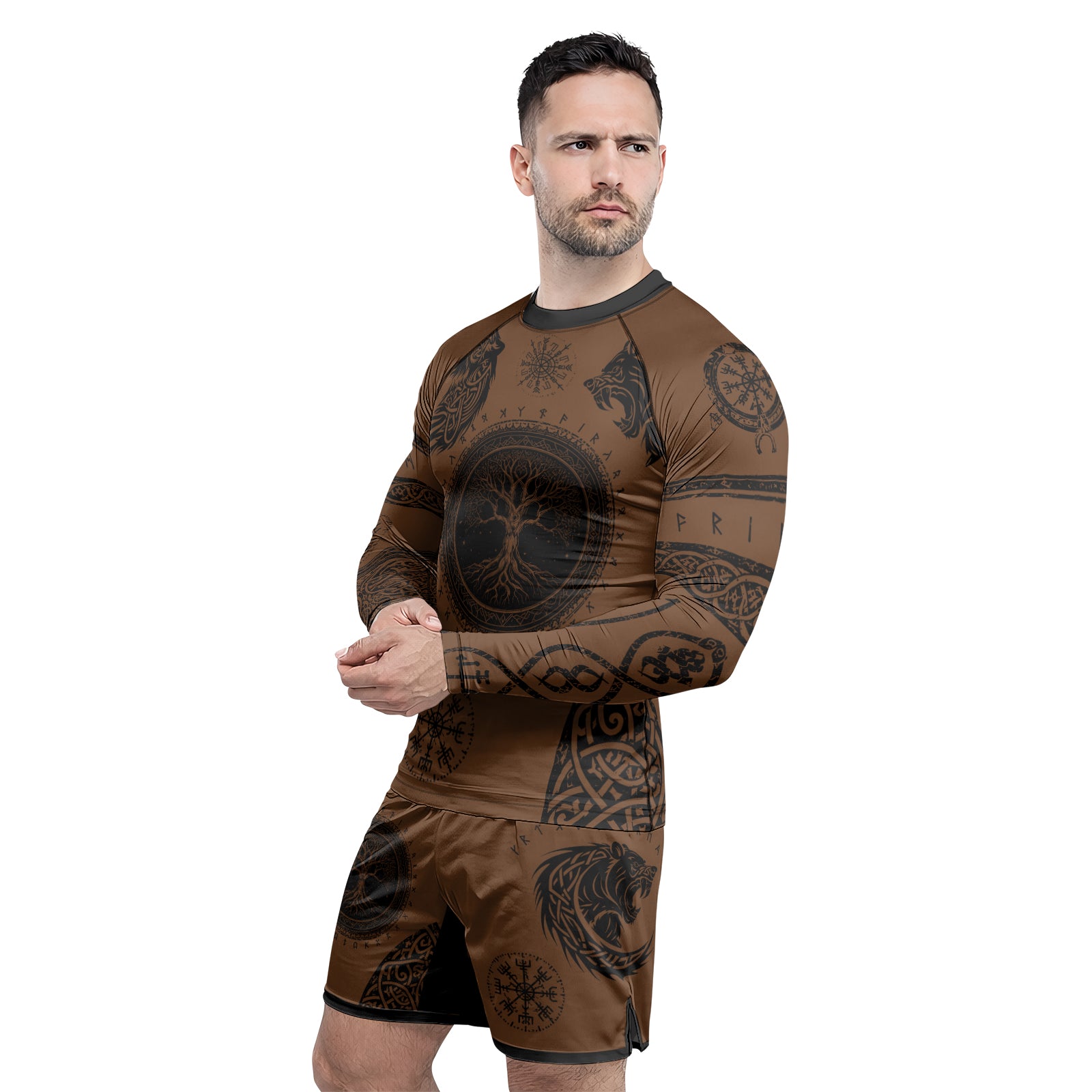 Rashninja Yggdrasil Bear Viking Men's Long Sleeve Rash Guard