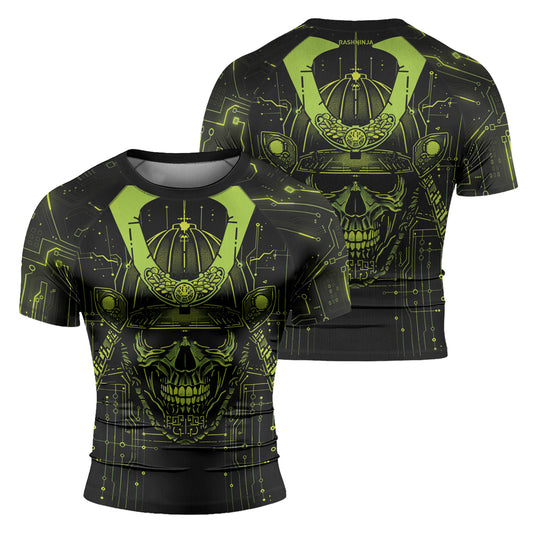 Rashninja Cyber Samurai Circuit Green Men's Short Sleeve Rash Guard

