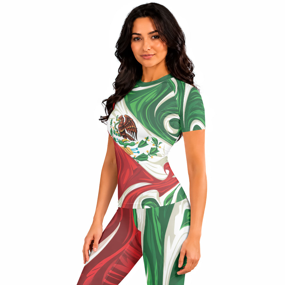 Rashninja Patriot Mexico Flag Women's Short Sleeve Rash Guard