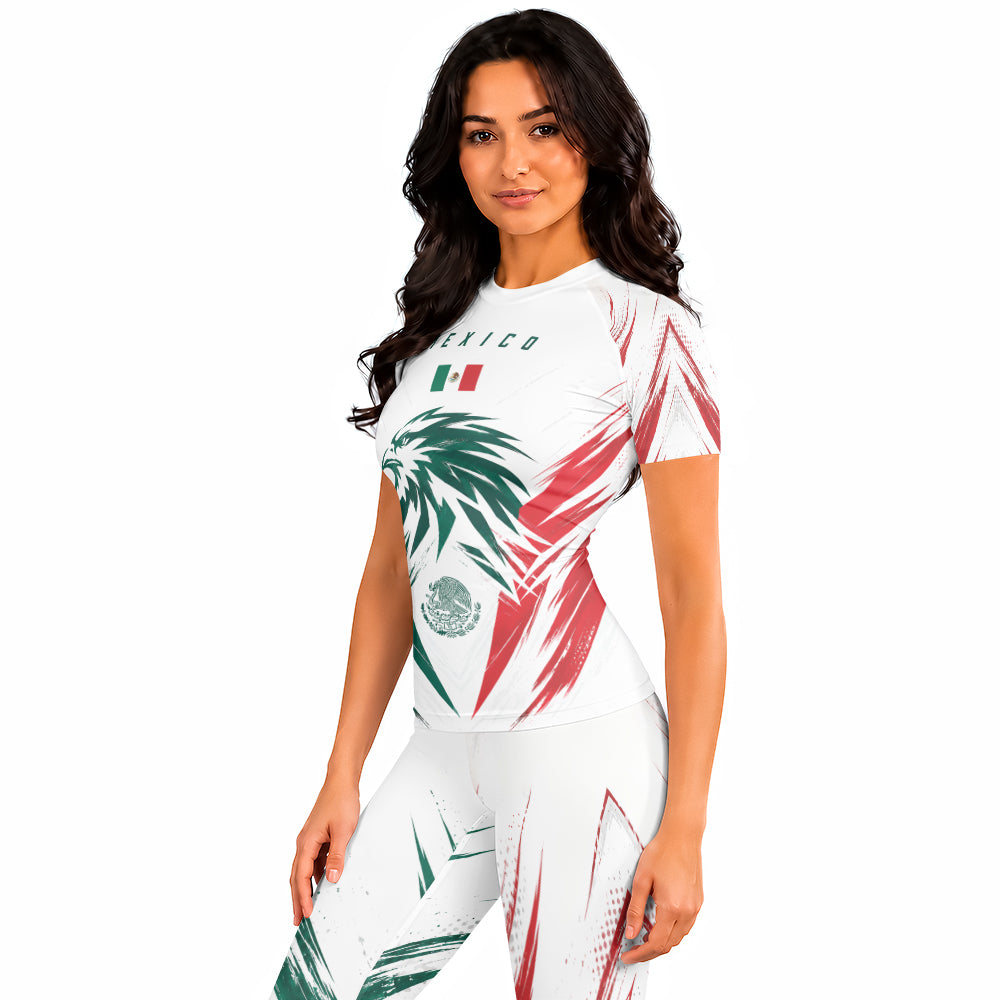 Rashninja Patriot Mexico Flag Women's Short Sleeve Rash Guard