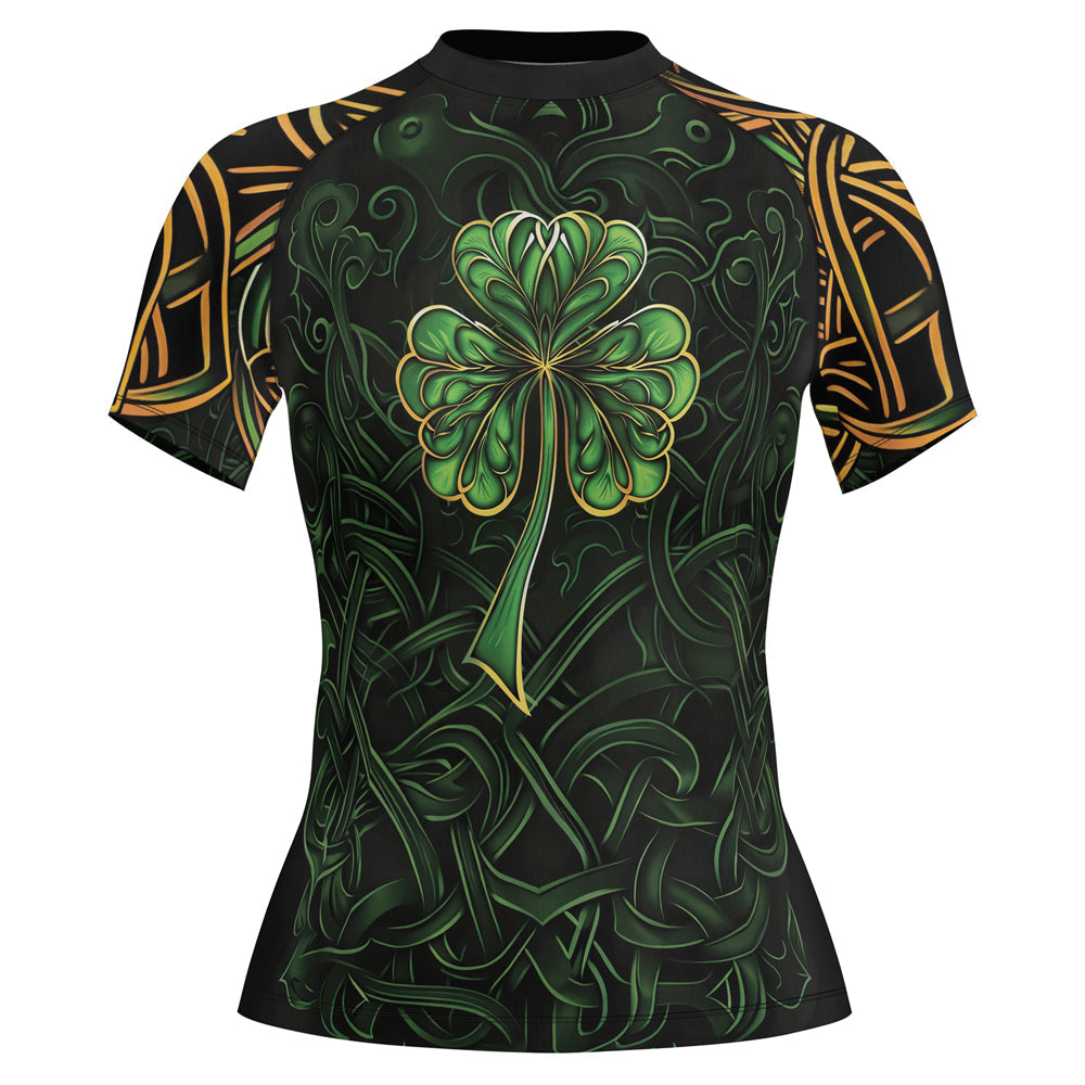 Rashninja Irish Celtic Clover Women's Short Sleeve Rash Guard – St. Patrick's Day Edition