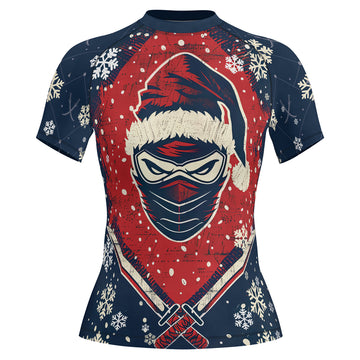 Rashninja Christmas Ninja Santa Women's Short Sleeve Rash Guard