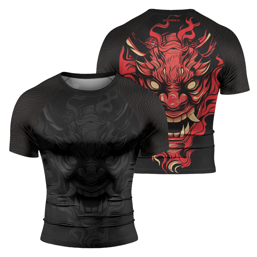 Rashninja Samurai Oni Flames Men's Short Sleeve Rash Guard