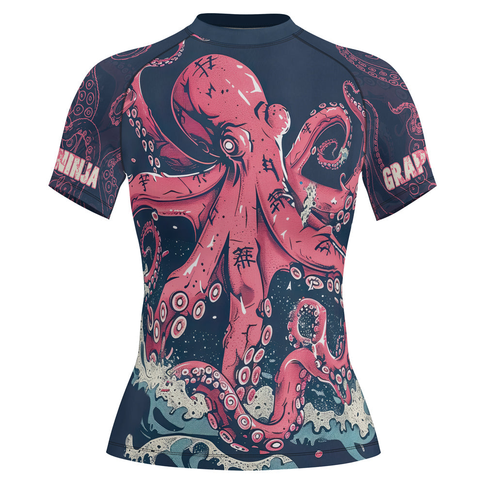 Rashninja Octopus Pink Kraken Women's Long Sleeve Rash Guard