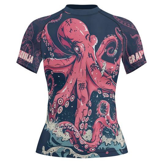 Rashninja Octopus Pink Kraken Women's Long Sleeve Rash Guard