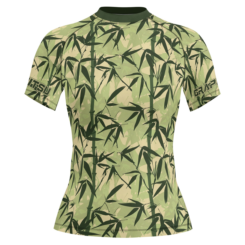Bamboo Rash Guard Rashninja Camouflage Bamboo Leaf Blend Women's Short Sleeve Rash Guard