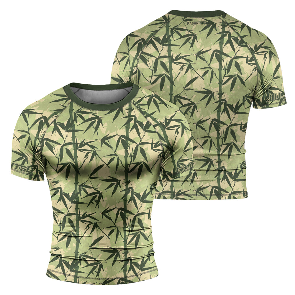 Rashninja Camouflage Bamboo Leaf Blend Men's Short Sleeve Rash Guard