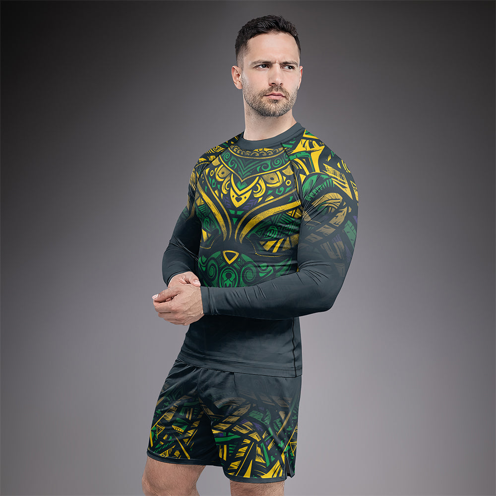 Rashninja Patriot Brazil Flag Men's Long Sleeve Rash Guard