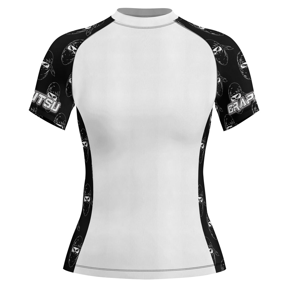 Rashninja Ninja Stealth Pattern White Women's Short Sleeve Rash Guard