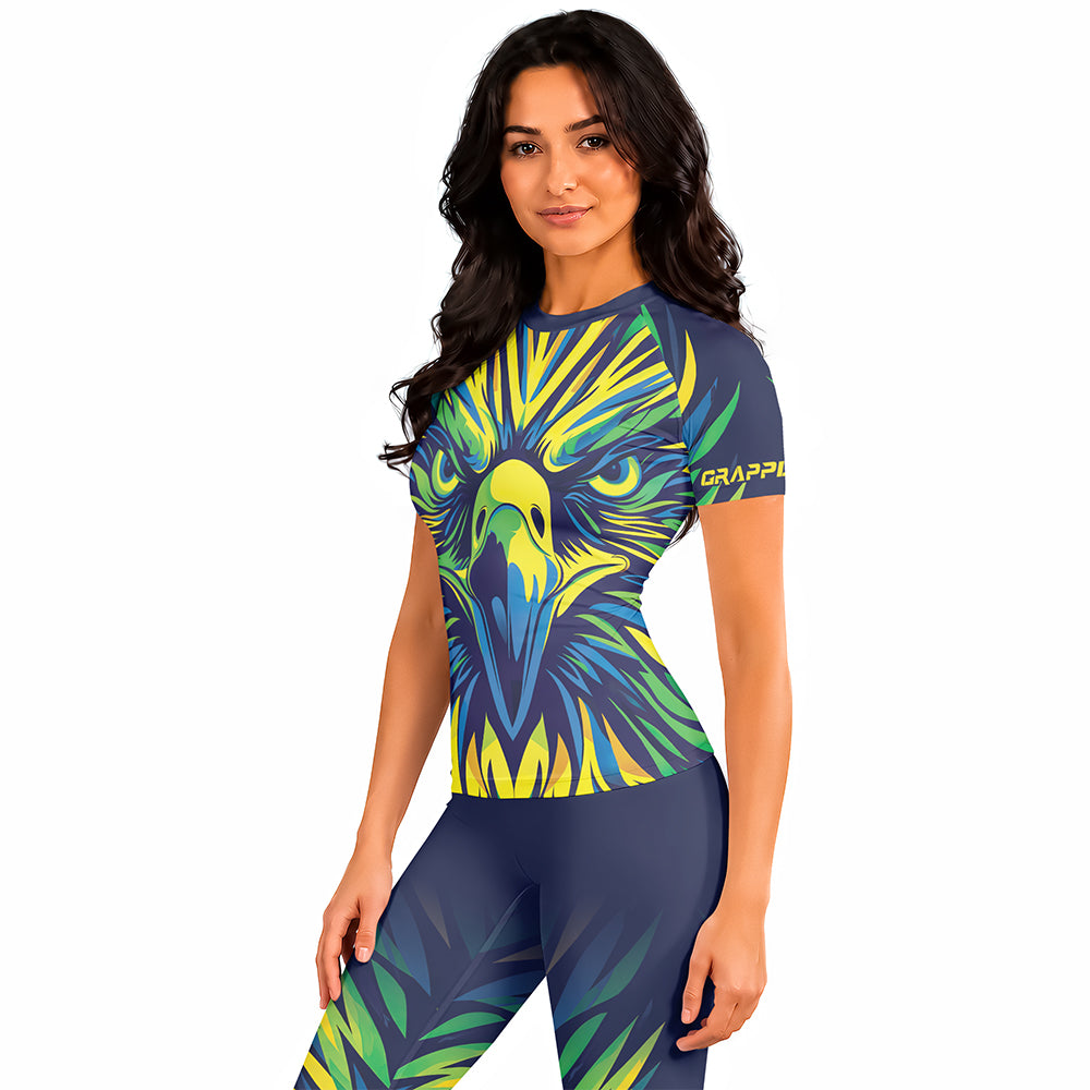 Rashninja Patriot Brazil Flag Women's Short Sleeve Rash Guard