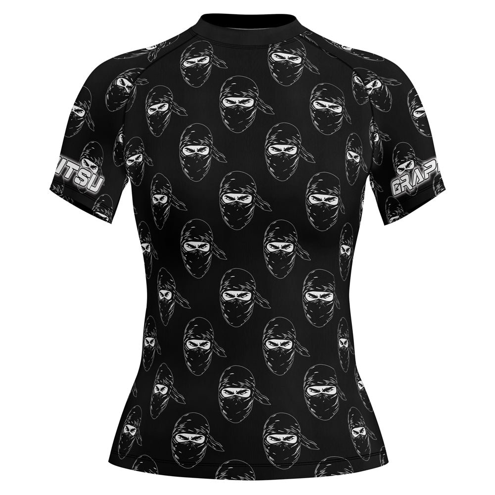 Rashninja Ninja Stealth Pattern Black Women's Short Sleeve Rash Guard