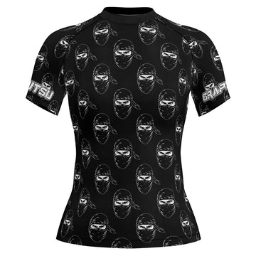 Rashninja Ninja Stealth Pattern Black Women's Short Sleeve Rash Guard