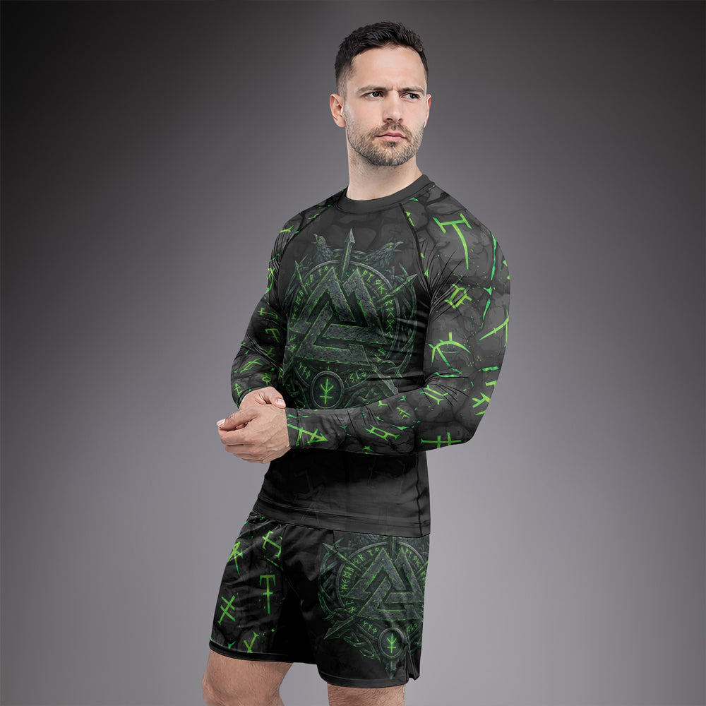 Rashninja Viking Raven Vegvisir Men's Fight Shorts