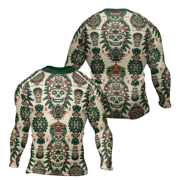Rashninja Aztec Skull Mandala Men's Long Sleeve Rash Guard