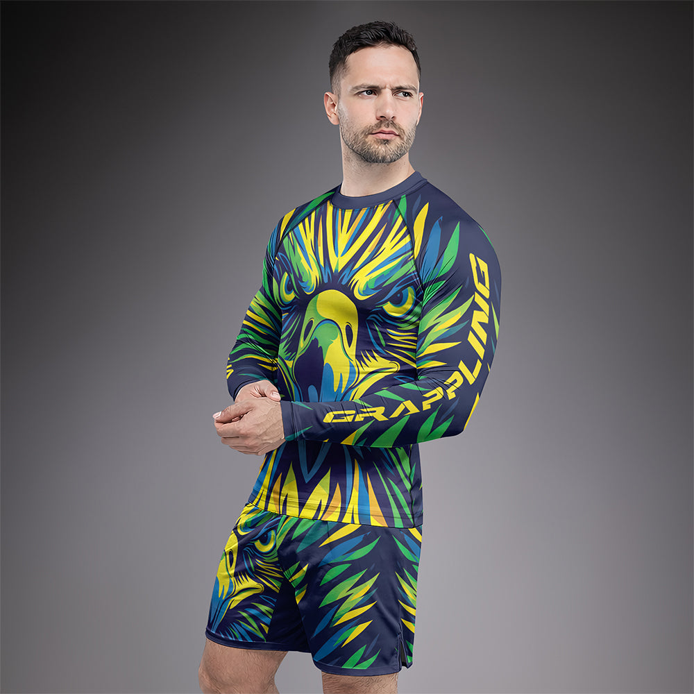 Rashninja Patriot Brazil Flag Men's Long Sleeve Rash Guard