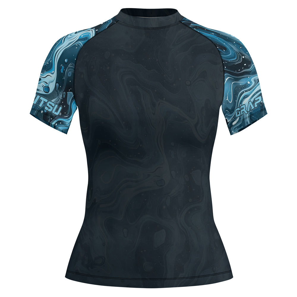 Turquoise Rash Guard Rashninja Cyber Storm Turquoise Women's Short Sleeve Rash Guard