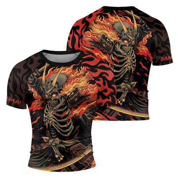 Rashninja Samurai Skull Flame Men's Short Sleeve Rash Guard