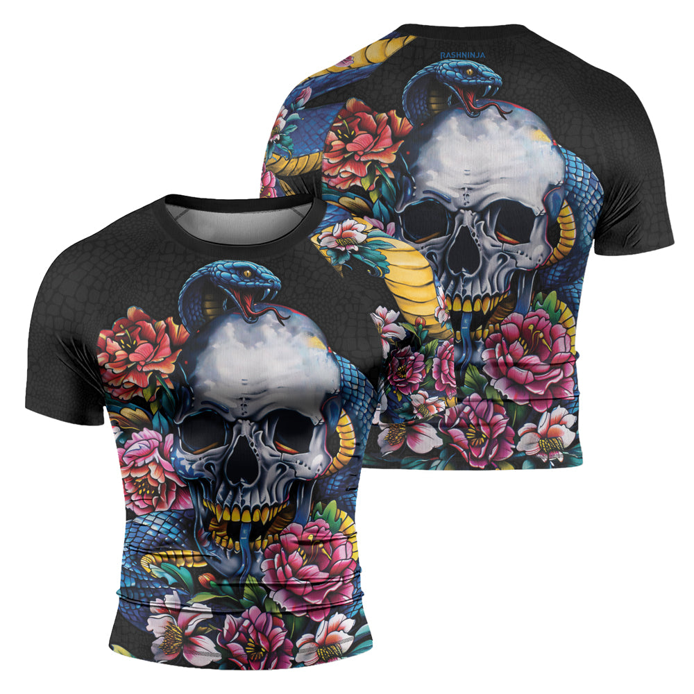 Rashninja Snake Dark Bloom Men's Short Sleeve Rash Guard

