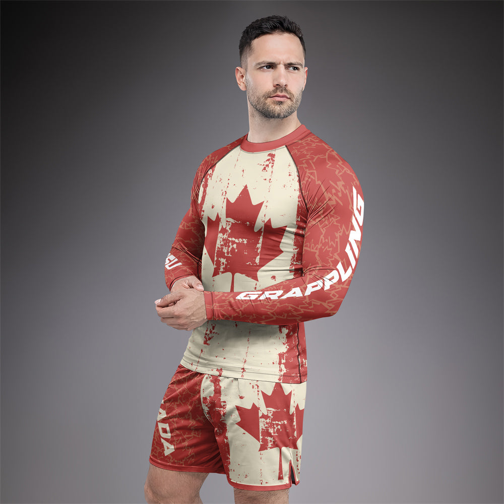 Rashninja Patriot Canada Flag Men's Long Sleeve Rash Guard