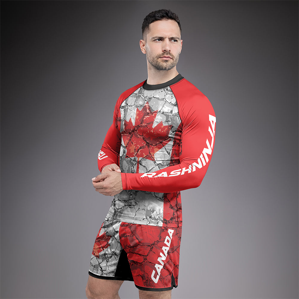 Rashninja Patriot Canada Flag Men's Long Sleeve Rash Guard