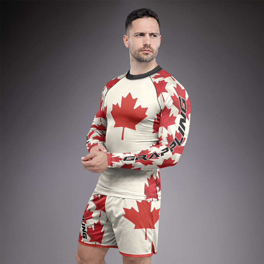Rashninja Patriot Canada Flag Men's Long Sleeve Rash Guard