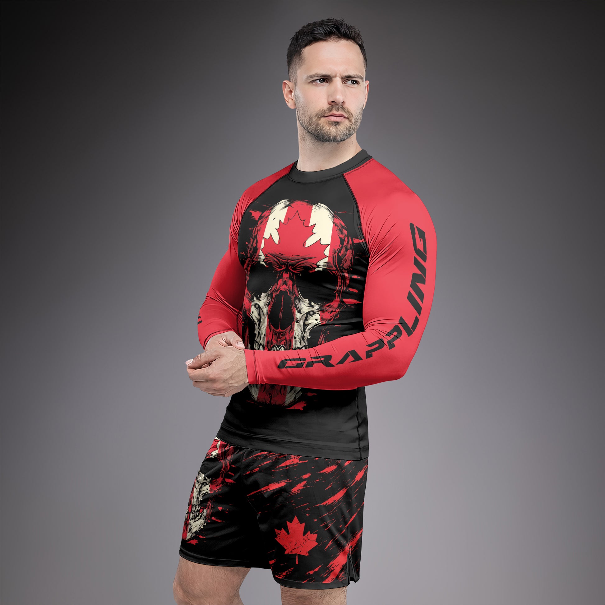 Rashninja Patriot Canada Flag Men's Long Sleeve Rash Guard