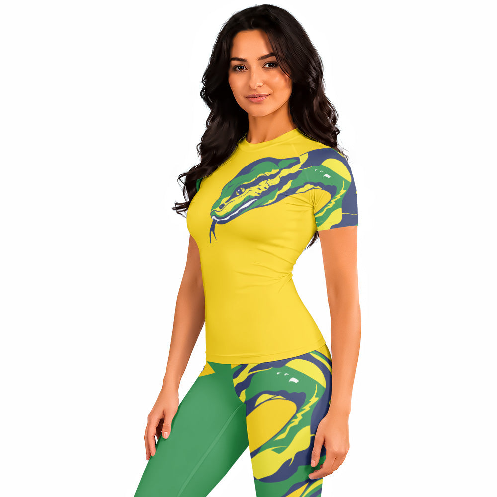 Rashninja Patriot Brazil Flag Women's Short Sleeve Rash Guard
