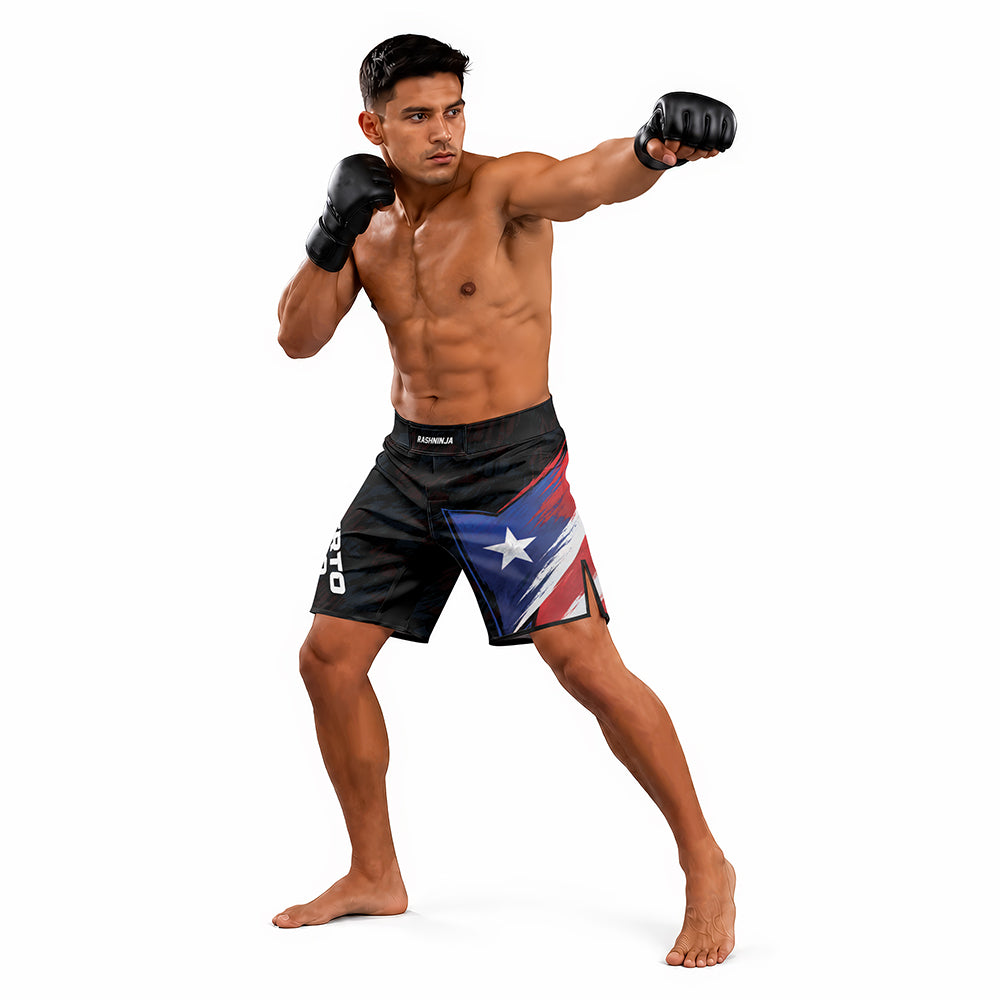 Rashninja Patriot Puerto Rico Flag Men's Fight Shorts