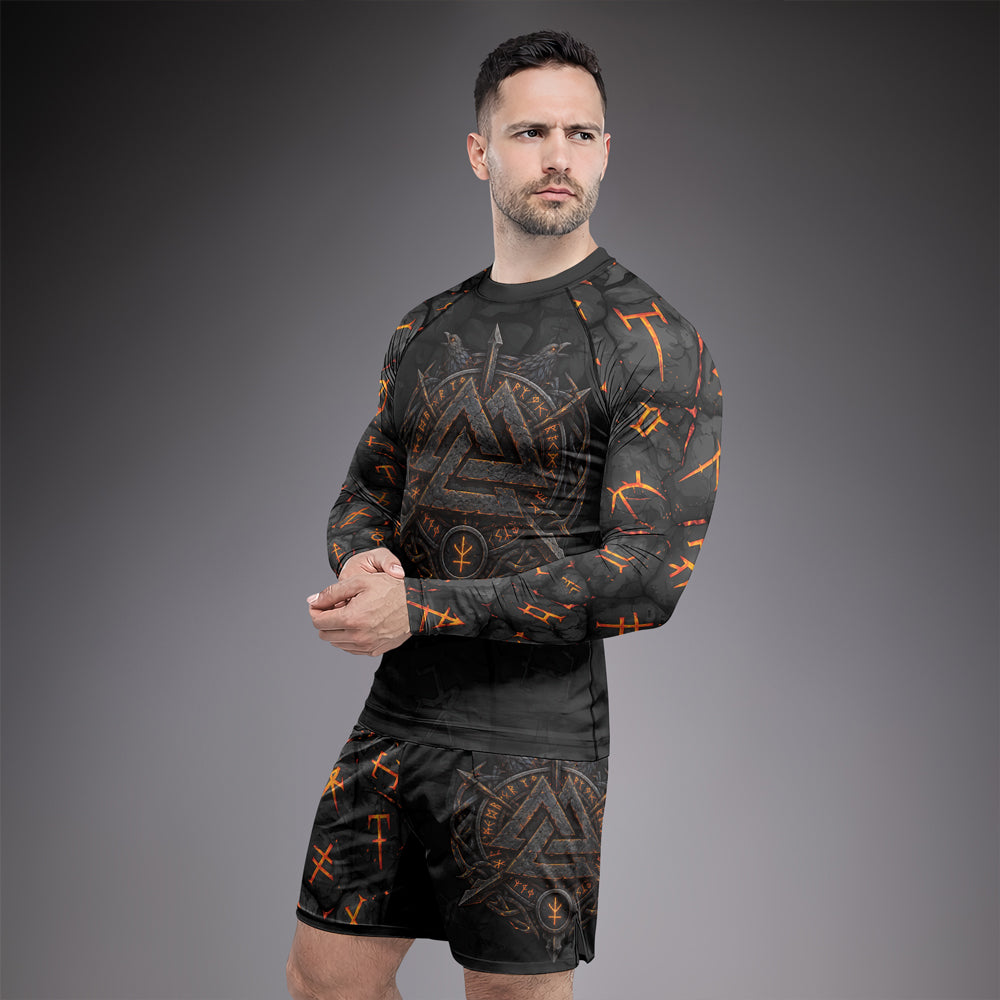 Rashninja Viking Raven Vegvisir Men's Fight Shorts
